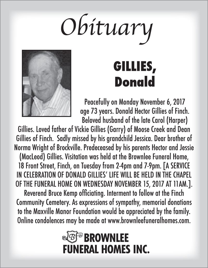 Obituary Donald Gillies The Record